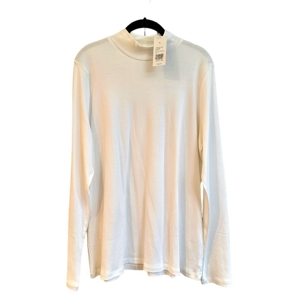 KIM ROGERS, NWT,WOMENS, PERFECTLY SOFT, MOCKNECK TOP. WHITE, LONG SLEEVE.SIZE XL